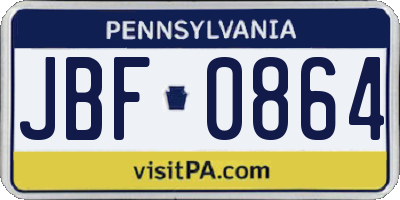 PA license plate JBF0864