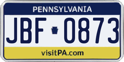 PA license plate JBF0873