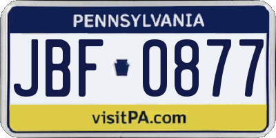 PA license plate JBF0877