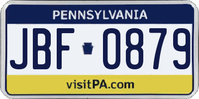 PA license plate JBF0879