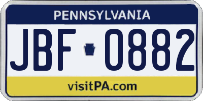 PA license plate JBF0882