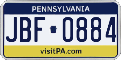 PA license plate JBF0884