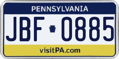 PA license plate JBF0885