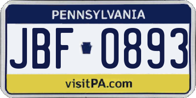 PA license plate JBF0893