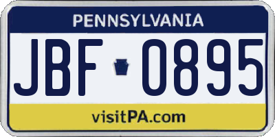 PA license plate JBF0895