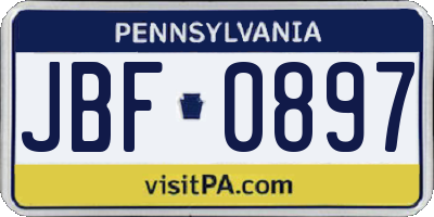 PA license plate JBF0897