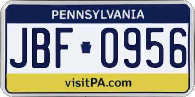 PA license plate JBF0956