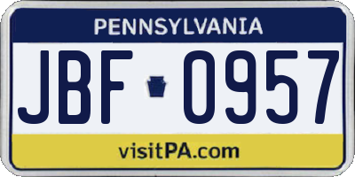 PA license plate JBF0957