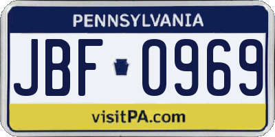 PA license plate JBF0969