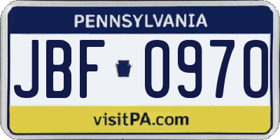 PA license plate JBF0970