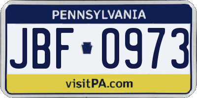 PA license plate JBF0973