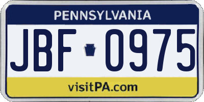 PA license plate JBF0975