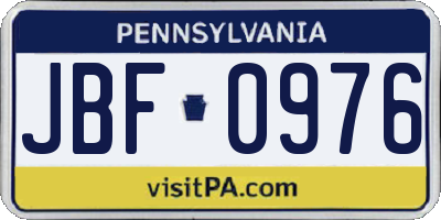 PA license plate JBF0976