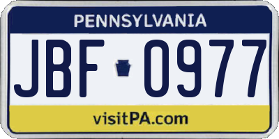 PA license plate JBF0977