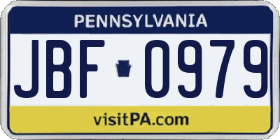 PA license plate JBF0979