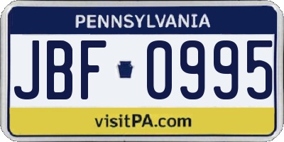 PA license plate JBF0995