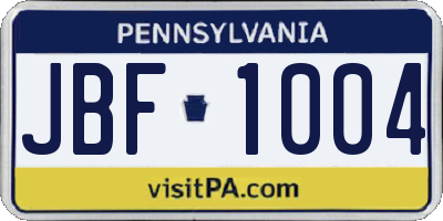 PA license plate JBF1004