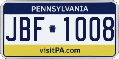 PA license plate JBF1008