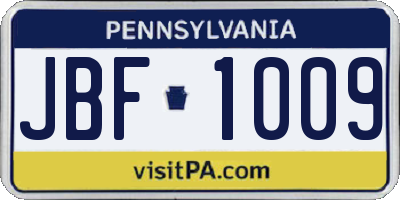 PA license plate JBF1009