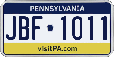 PA license plate JBF1011