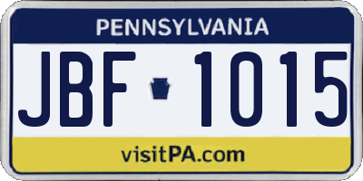 PA license plate JBF1015
