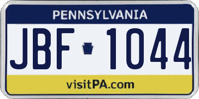 PA license plate JBF1044