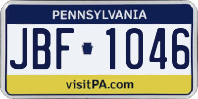 PA license plate JBF1046