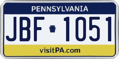 PA license plate JBF1051