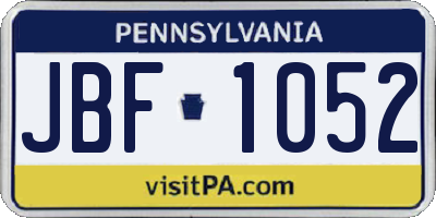 PA license plate JBF1052