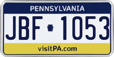 PA license plate JBF1053