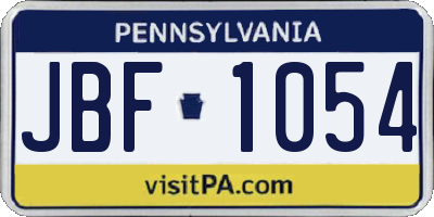 PA license plate JBF1054