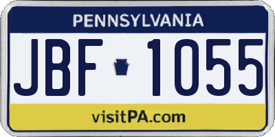 PA license plate JBF1055