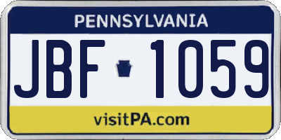 PA license plate JBF1059