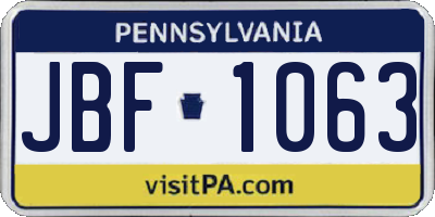 PA license plate JBF1063