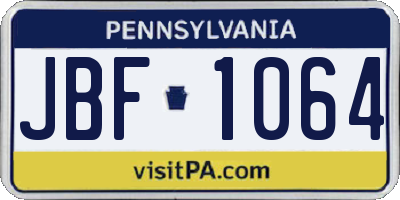 PA license plate JBF1064