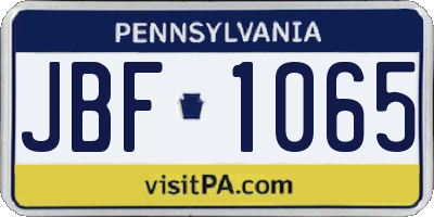 PA license plate JBF1065