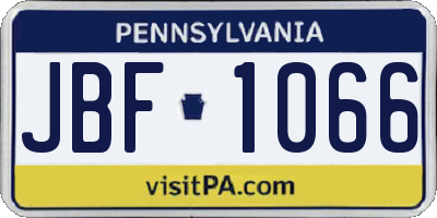 PA license plate JBF1066