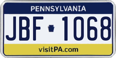 PA license plate JBF1068