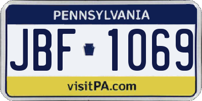 PA license plate JBF1069