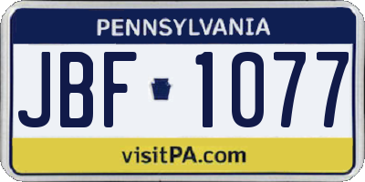 PA license plate JBF1077