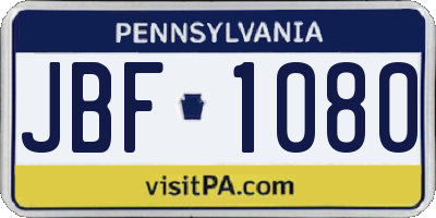 PA license plate JBF1080