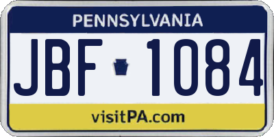 PA license plate JBF1084