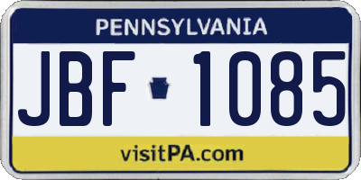 PA license plate JBF1085