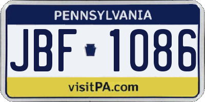 PA license plate JBF1086