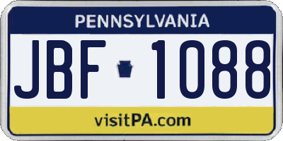 PA license plate JBF1088