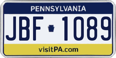 PA license plate JBF1089