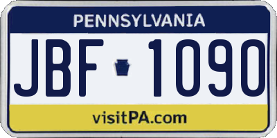 PA license plate JBF1090