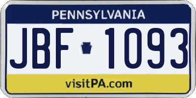 PA license plate JBF1093