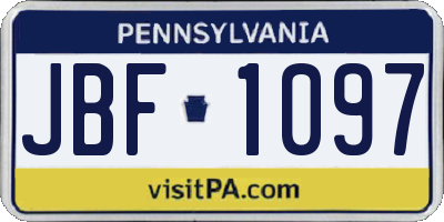 PA license plate JBF1097