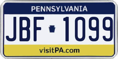 PA license plate JBF1099